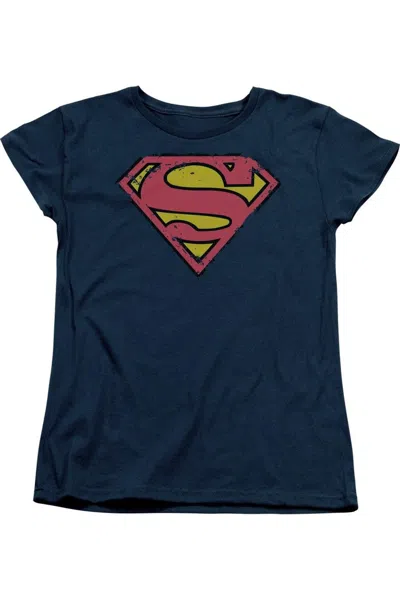GILDAN SUPERMAN DISTRESSED SHIELD SHORT SLEEVE WOMENS TEE / T-SHIRT