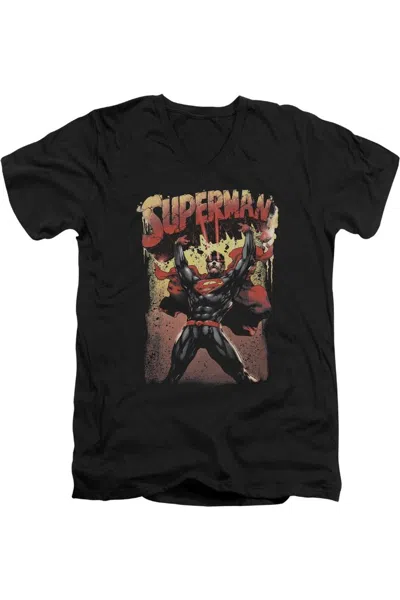 GILDAN SUPERMAN LIFT UP SHORT SLEEVE ADULT V NECK PREMIUM COTTON TEE / T-SHIRT