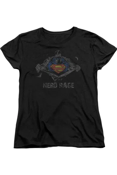 GILDAN SUPERMAN NERD RAGE SHORT SLEEVE WOMENS TEE / T-SHIRT