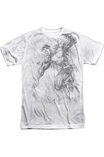 GILDAN SUPERMAN PENCIL CITY TO SPACE SHORT SLEEVE ADULT 100% POLY CREW TEE / T-SHIRT