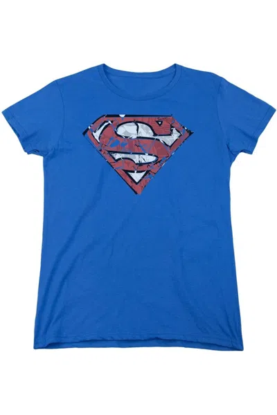 GILDAN SUPERMAN RIPPED AND SHREDDED SHORT SLEEVE WOMENS TEE / T-SHIRT