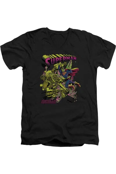 GILDAN SUPERMAN VERSUS METALLO BLACKLIGHT SHORT SLEEVE ADULT V NECK TEE / T-SHIRT