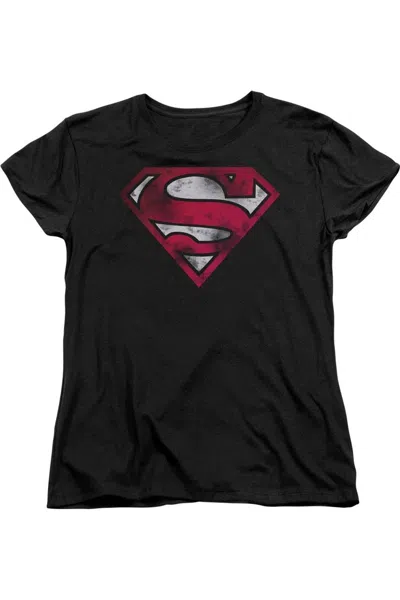 GILDAN SUPERMAN WAR-TORN SHIELD SHORT SLEEVE WOMENS TEE / T-SHIRT