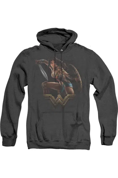 GILDAN WONDER WOMAN MOVIE FIGHT ADULT HEATHER HOODIE / HOODED SWEATSHIRT
