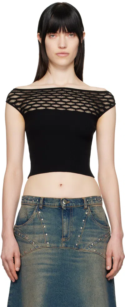 GIMAGUAS SSENSE EXCLUSIVE BLACK AVENUE OFF-SHOULDER T-SHIRT