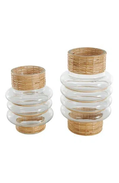 GINGER BIRCH STUDIO GINGER BIRCH STUDIO GLASS & RATTAN SET OF 2 VASE SET