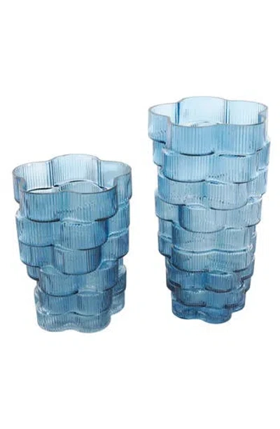 GINGER BIRCH STUDIO GINGER BIRCH STUDIO SET OF 2 RIBBED GLASS VASES
