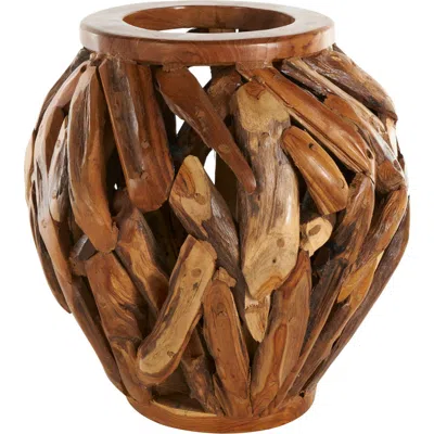 GINGER BIRCH STUDIO SONOMA SAGE HOME TEAK WOOD VASE