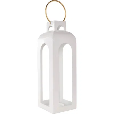 GINGER BIRCH STUDIO GINGER BIRCH STUDIO WHITE METAL CANDLE LANTERN