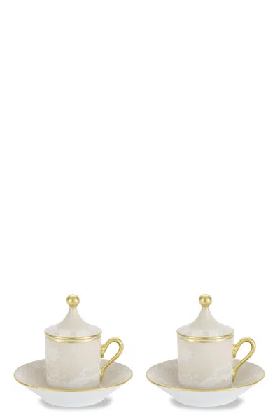 GINORI 1735 SET OF 2 CUPS WITH SAUCER AND LID