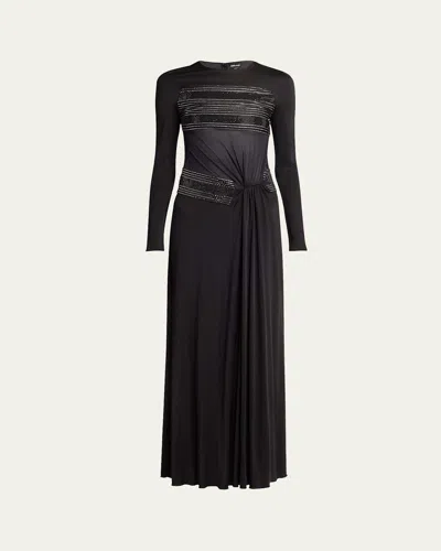 GIORGIO ARMANI CRYSTAL SHEER MIDRIFF JERSEY GOWN