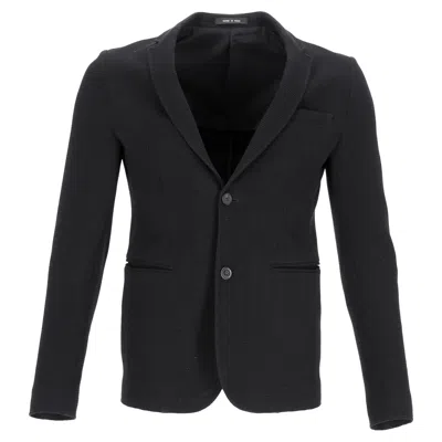 GIORGIO ARMANI EMPORIO ARMANI SINGLE-BREASTED BALZER WITH POCKETS IN BLACK WOOL