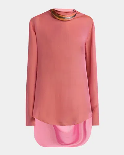 GIORGIO ARMANI IRIDESCENT CHIFFON COWL BACKLESS TUNIC