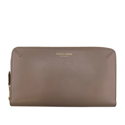 GIORGIO ARMANI LEATHER LONG WALLET (BI-FOLD) (PRE-OWNED)