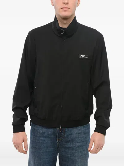 GIORGIO ARMANI LOGO-PRINT ZIP-FRONT JACKET