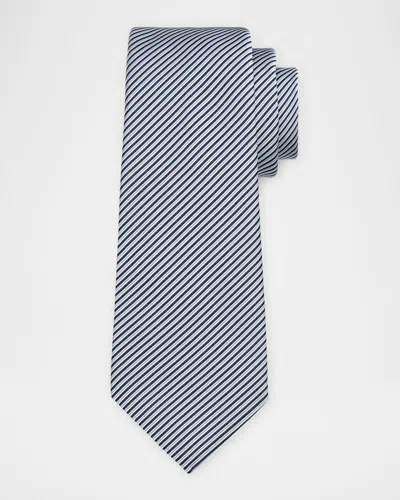 GIORGIO ARMANI MEN'S MICRO-STRIPE SILK AND COTTON TIE
