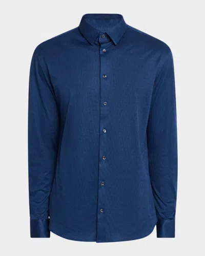 GIORGIO ARMANI MEN'S MICRO-STRUCTURE JERSEY SPORT SHIRT