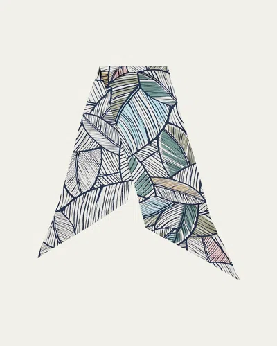 GIORGIO ARMANI MEN'S SILK LEAF-PRINT NECK SCARF