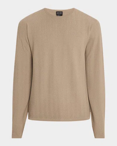 GIORGIO ARMANI MEN'S WOOL CHEVRON CREWNECK SWEATER