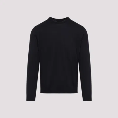 GIORGIO ARMANI NAVY BLUE CREW-NECK JUMPER