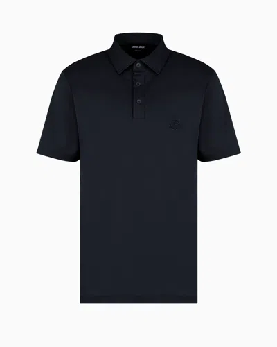 GIORGIO ARMANI PURE COTTON INTERLOCK POLO SHIRT WITH EMBROIDERED LOGO