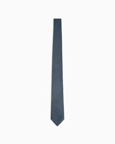 GIORGIO ARMANI PURE SILK TIE WITH GEOMETRIC JACQUARD MOTIF