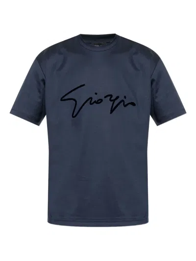 GIORGIO ARMANI SIGNATURE-EMBROIDERED COTTON T-SHIRT