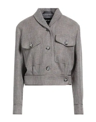 GIORGIO ARMANI GIORGIO ARMANI WOMAN BLAZER KHAKI SIZE 14 TUSSAH SILK, SILK, COTTON