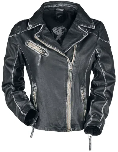 GIPSY GIPSY PGG LULV FRAUEN LEDERJACKE SCHWARZ FRAUEN BASICS, ROCKWEAR, STEAMPUNK