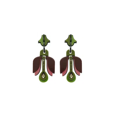 GISSA BICALHO WOMEN'S ACRYLIC HANDMADE EARRING TULIP - GREEN