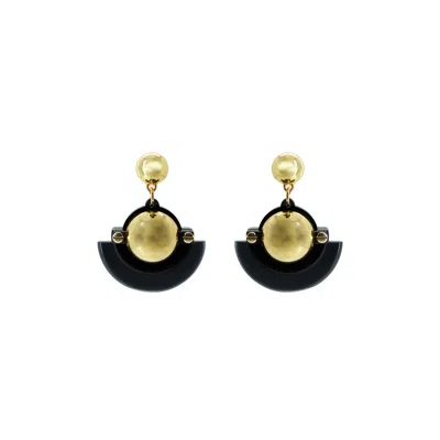 GISSA BICALHO WOMEN'S BLACK / GOLD EARRING PUPILE SMOKED