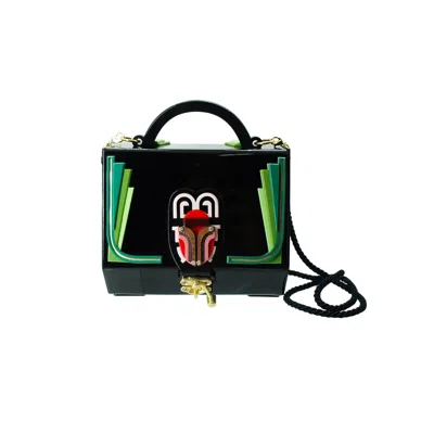 GISSA BICALHO WOMEN'S PINK / BLACK / GREEN HANDMADE ACRYLIC CLUTCH CHEST SCARAB PINK