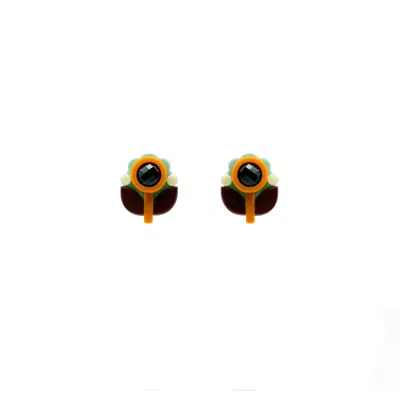 GISSA BICALHO WOMEN'S HANDMADE ACRYLIC EARRING PETUNIA SMALL - GREEN