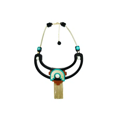 GISSA BICALHO WOMEN'S HANDMADE ACRYLIC NECKLACE TIKAL GREEN