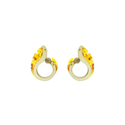 GISSA BICALHO WOMEN'S NEUTRALS EARRING HOOP LEAVES BEIGE