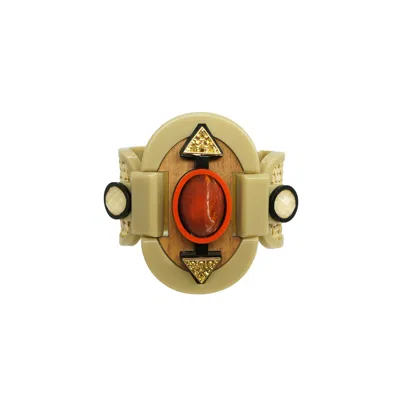 GISSA BICALHO WOMEN'S NEUTRALS HANDMADE ACRYLIC BRACELET ITA CREAM