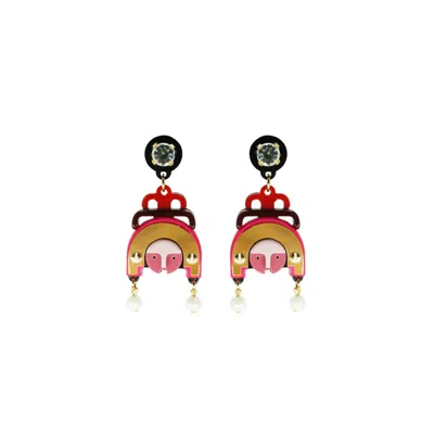 GISSA BICALHO WOMEN'S ACRYLIC HANDMADE EARRING IXCHEL / PINK