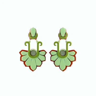 GISSA BICALHO WOMEN'S YELLOW HANDMADE ACRYLIC EARRING LONG DAISY CINNAMON