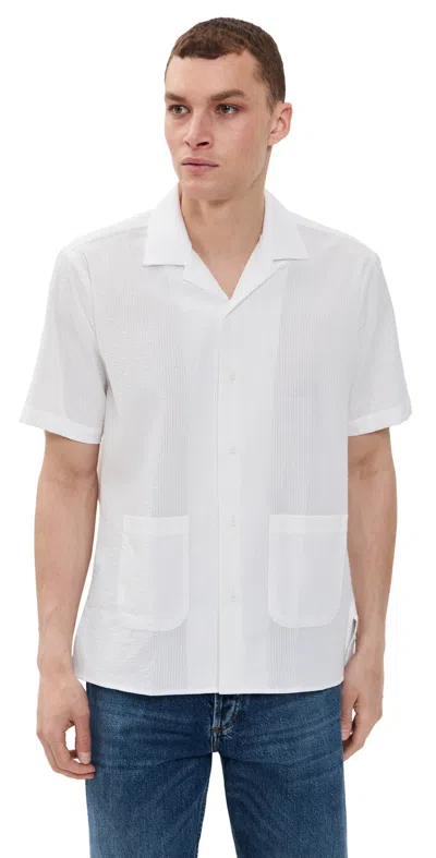 GITMAN VINTAGE SEERSUCKER BEACH SHIRT WHITE