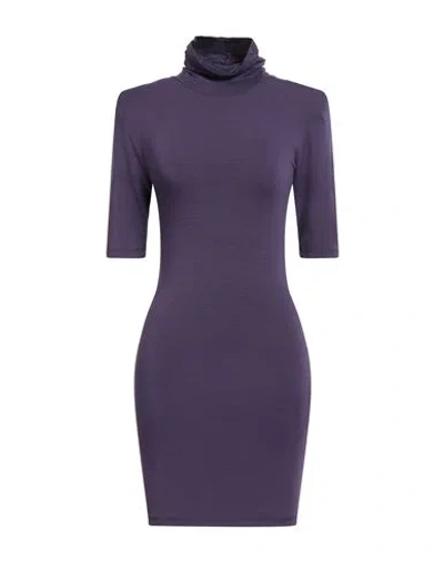 GIULIA N COUTURE GIULIA N COUTURE WOMAN MINI DRESS DARK PURPLE SIZE S VISCOSE, ELASTANE