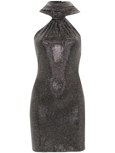 GIUSEPPE DI MORABITO RHINESTONE-EMBELLISHED HOODED MINI DRESS