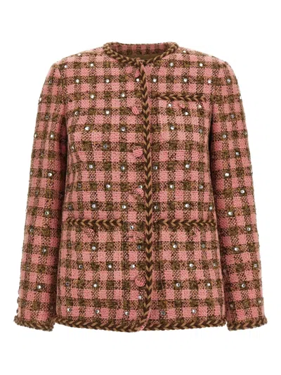 GIUSEPPE DI MORABITO RHINESTONE GINGHAM BLAZER