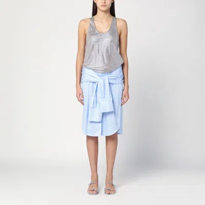 GIUSEPPE DI MORABITO GIUSEPPE DI MORABITO SHIRT DRESS IN LIGHT BLUE WITH RHINESTONES