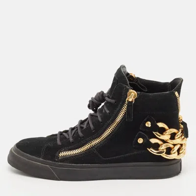 GIUSEPPE ZANOTTI BLACK SUEDE KRISS HIGH TOP SNEAKERS SIZE 39