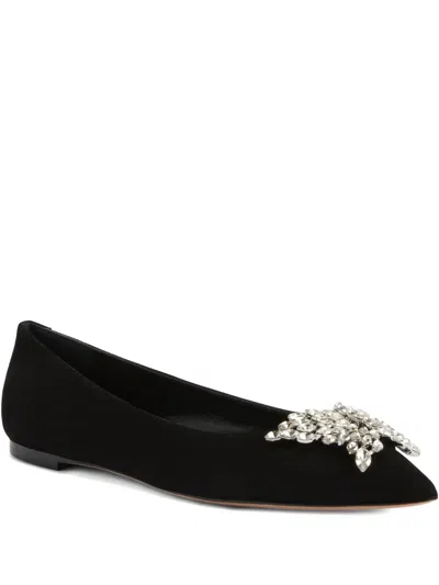 GIUSEPPE ZANOTTI FARIFU CRYSTAL-EMBELLISHED SUEDE BALLET FLATS