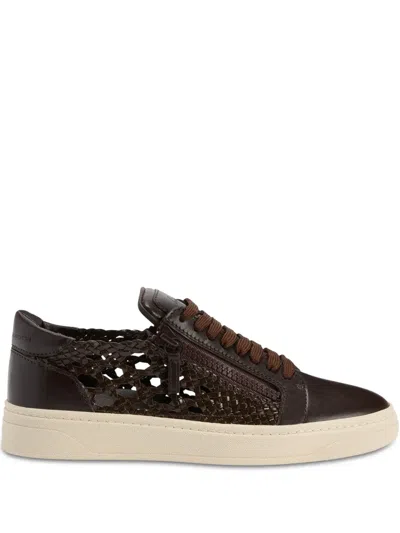 GIUSEPPE ZANOTTI GZ94 DOUBLE-ZIP LOW-TOP INTERWOVEN SNEAKERS