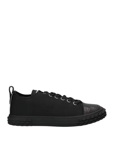 GIUSEPPE ZANOTTI GIUSEPPE ZANOTTI MAN SNEAKERS BLACK SIZE 7 SOFT LEATHER, TEXTILE FIBERS