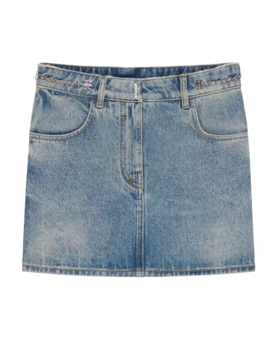 GIVENCHY GIVENCHY CHAIN-DETAILED DENIM MINI SKIRT