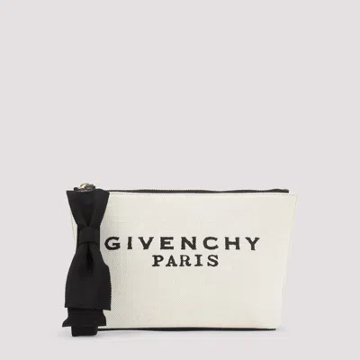 GIVENCHY GIVENCHY BEIGE AND BLACK SMALL LOGO COTTON POUCH