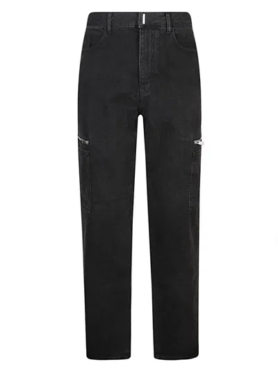 GIVENCHY MEN BLACK STRETCH DENIM CARGO JEANS, 32 LUXURY JEANS FOR MEN DARVEYS